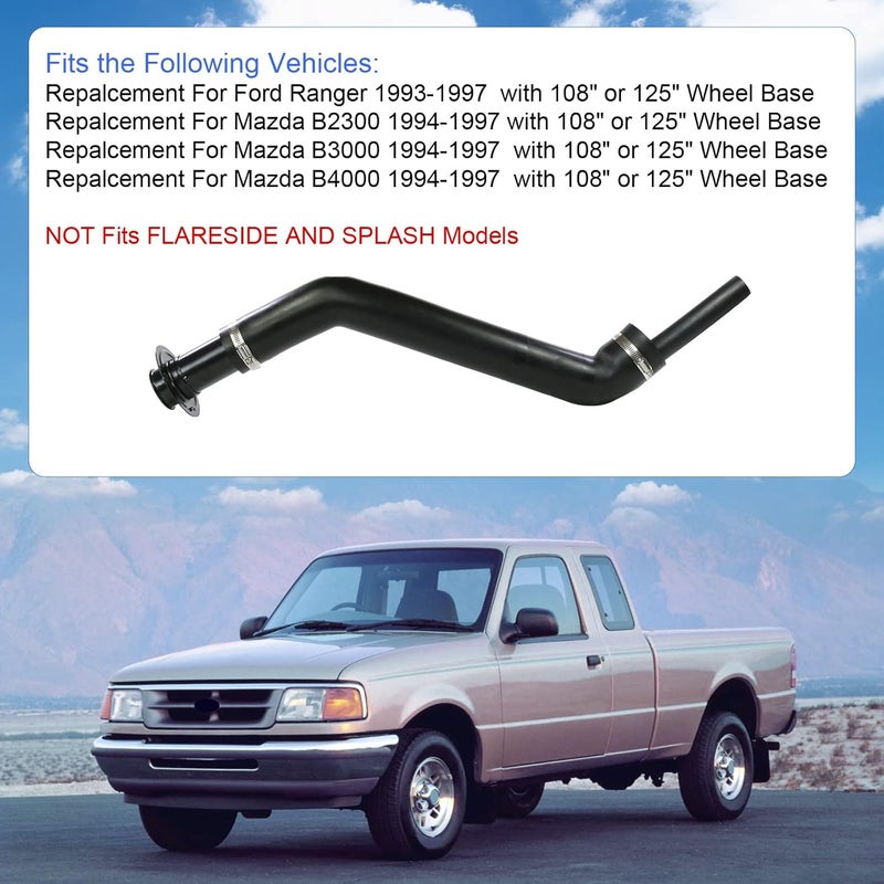 LDMINDA Gas Tank Fuel Filler Neck Hose Replacement For Ford Ranger 1993-1997 For Mazda B2300, B3000, B4000 1994-1997 Non - Flareside and Splash Model Replaces F47Z9034P AL5Z9034C F47Z9034 ZZM042210C - Image 3